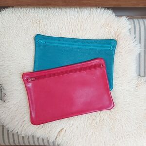 LEATHER WORKS by Jolene zippered leather pouches; made in Nova Scotia NEW